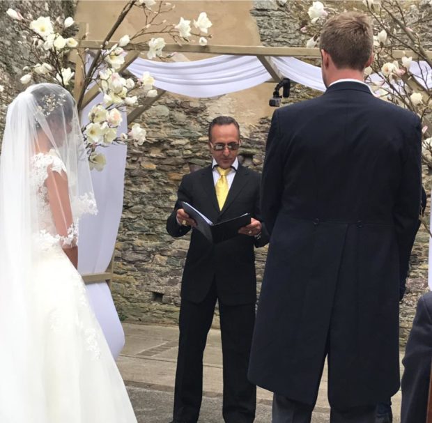 Bryan Salamone officiating wedding in Wales